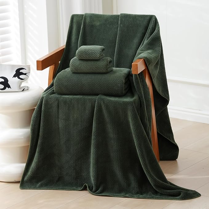 40x80 Inches Bath Sheets Towels for Adults Oversized Bath Towels Extra Large Luxury Super Soft Absorbent Quick Dry Microfiber(Olive Green,1PCS) - Image 3