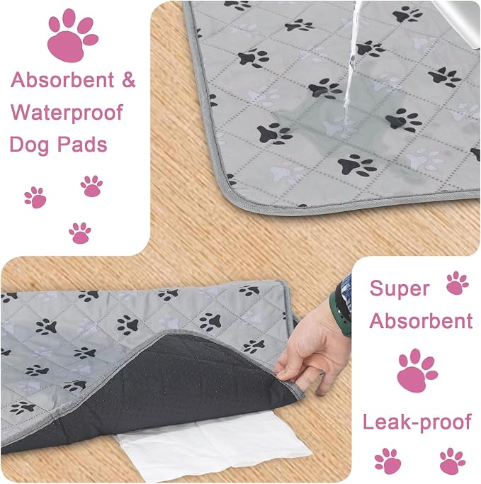 JERIA 2 Pack 36"x 41" Waterproof Non Slip Wee pad，Reusable Washable Pee Pads for Dogs，Absorbent and Leakproof Training Mats for Potty, Bed, Sofa, Potty Training - Image 3