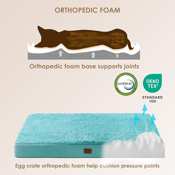 EHEYCIGA Orthopedic Dog Bed Extra Large with Removable Washable Cover, 50IN | Egg Crate Foam Support, Durable Oxford fabric, Non-Slip Bottom, Machine Washable, Soft Waterproof Plush Pet Bed Mat For Crate - Image 3