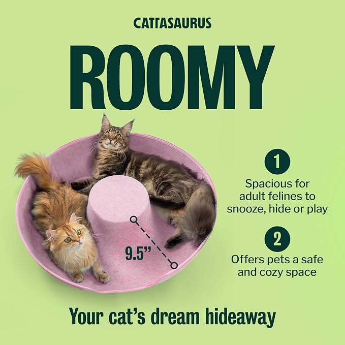 Cattasaurus Peekaboo Cat Cave Donut for Multiple & Large Cats up to 30-45 lbs, 3-in-1 Self Warming Cat Bed, Tunnel & Scratcher for Indoor Cats, Washable & Detachable Small Dog Bed (Pink, Jumbo) - Image 3