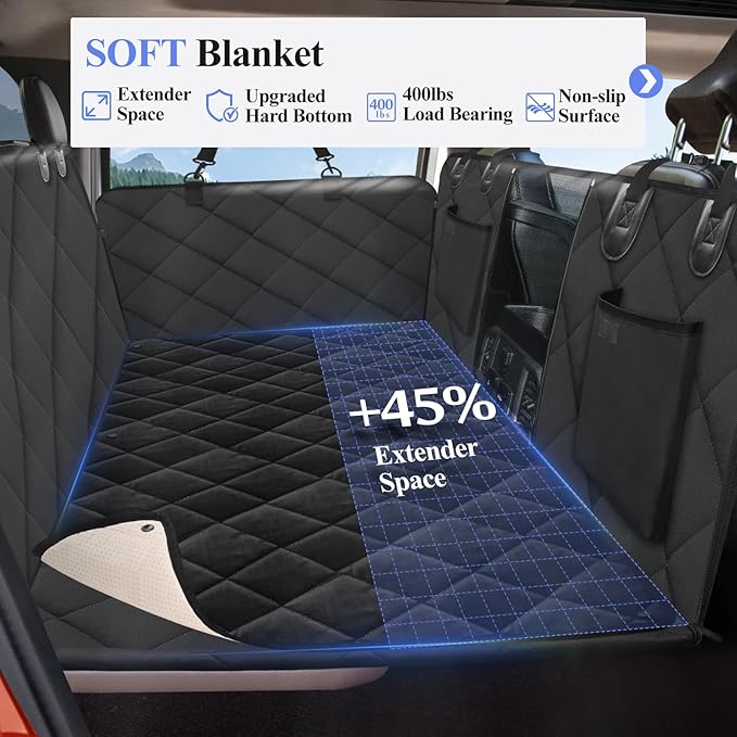 Back Seat Extender for Dogs Truck-Large Space, Dog Pet Seat Cover Back Seat with Blanket, Backseat Dog Hammock for Crew Cab Trucks F150, RAM1500, Sierra, Tundra, Silverado - Image 2