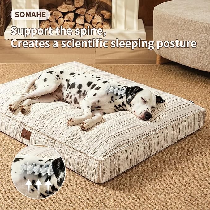 SOMAHE 4 Inch Orthopedic Dog Bed for Crate, 35 x 27 Inch, Coffee Chenille | Washable Removable Cover, Waterproof Inner Liner, Non-Slip Bottom, Orthopedic Dog Crate Mattress for Medium & Large Dogs - Image 5