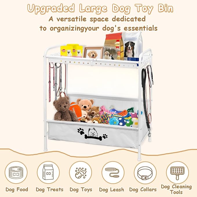 Large Dog Toy Basket,Dog Toy Bin with Storage Organizer,2-Tier Dogs Toys Box for Living Room,Dogs Cat Accessories Organizer,Durable Toys Holder Chest for Leashes - Image 6