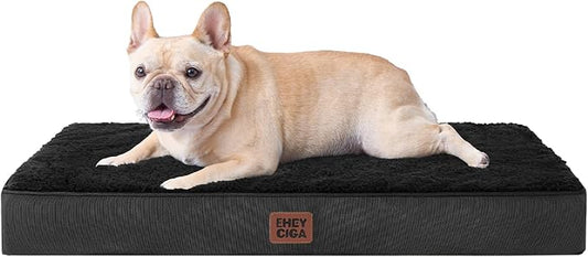 EHEYCIGA Orthopedic Dog Bed with Removable Washable Cover, Black, 30IN | Egg Crate Foam Support, Durable Oxford fabric, Non-Slip Bottom, Machine Washable, Soft Waterproof Plush Pet Bed Mat For Crate by EHEYCIGA