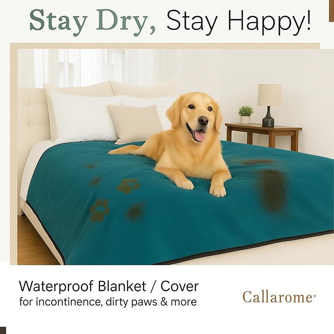 Waterproof Blanket for Bed & Couch Protection, Blue/Beige, 80"x90" | High-Density Heavy-Duty Material – Ultra-Soft & Durable Soft Fleece, Leakproof, Reversible, Silent No-Crinkle Design - Image 3