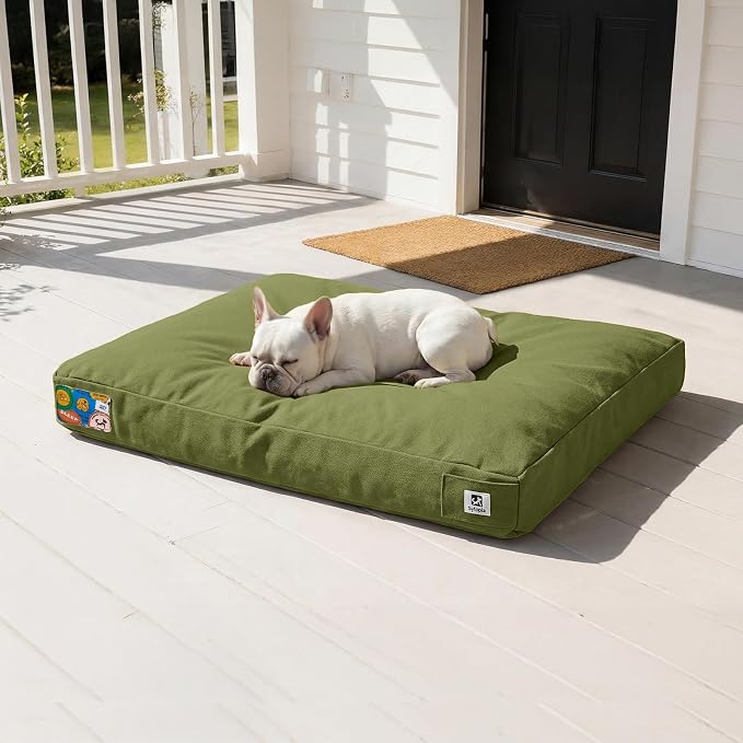 Sytopia 30 Inch Canvas Outdoor Dog Bed for Medium Dogs, Durable Dog Bed with Waterproof Machine Washable Removable Cover, Indoor Patio Pet Pad for Crate, Green by Sytopia
