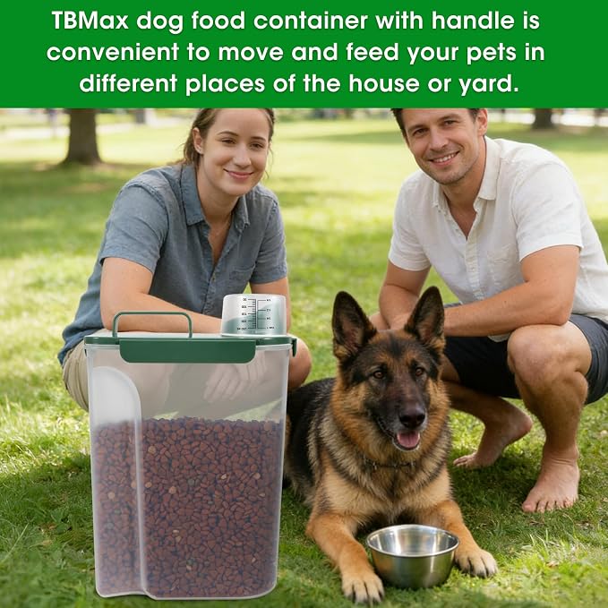 TBMax 10 Lbs Cat Dog Food Storage Container, 2026 Upgraded Large Pouring Container for Pet Food Storage, Bird Seed Dispenser, Portable Travel Kibble Holder -Dark Green - Image 3