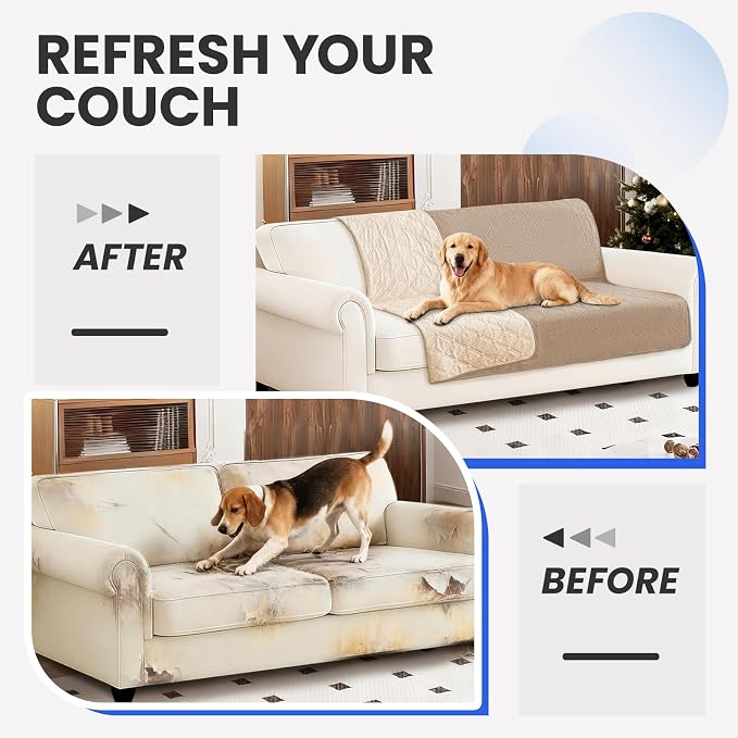 Waterproof Dog Bed Cover, Non-Slip Dog Blanket for Couch, Couch Covers for Dogs Washable, Pet Blanket for Furniture, Pet Bed Mat for Sofa, Car, Pet Supplies (82x82 Inch, Khaki) - Image 7