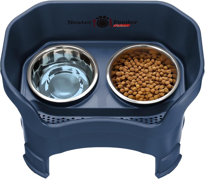 Neater Feeder Deluxe Mess-Proof Elevated Dog Bowls for Large Dogs (40+ lbs), 2 Height Adjustable (14.5” & 17.5”) No-Spill Raised Dog Bowl Stand, Stainless Steel Food Bowl Set, Made in USA, Dark Blue - Image 9