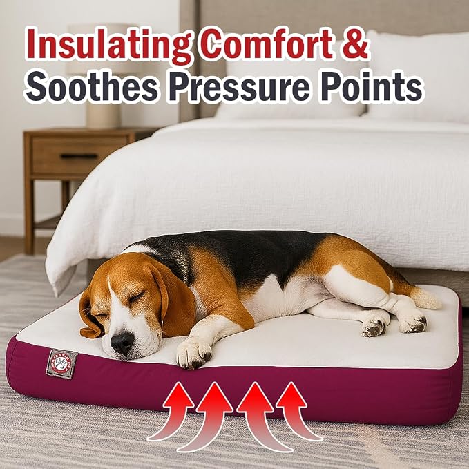 34x48 Burgundy Orthopedic Double Pet Bed By Majestic Pet Products-Large/Extra Large - Image 3