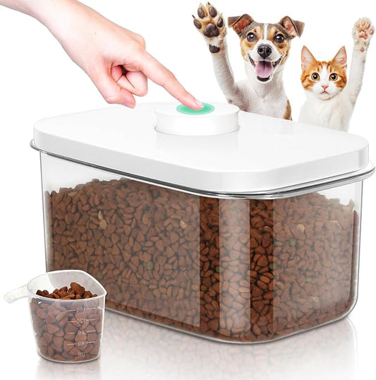 TBMax Dog Cat Food Storage Container 6-8 Lbs with Easy-Carrying Handles, Stackable Pet Food Dog Treat Container with Pop Up Lids, Airtight Food Storage Bin for Kitchen Organization by TBMax
