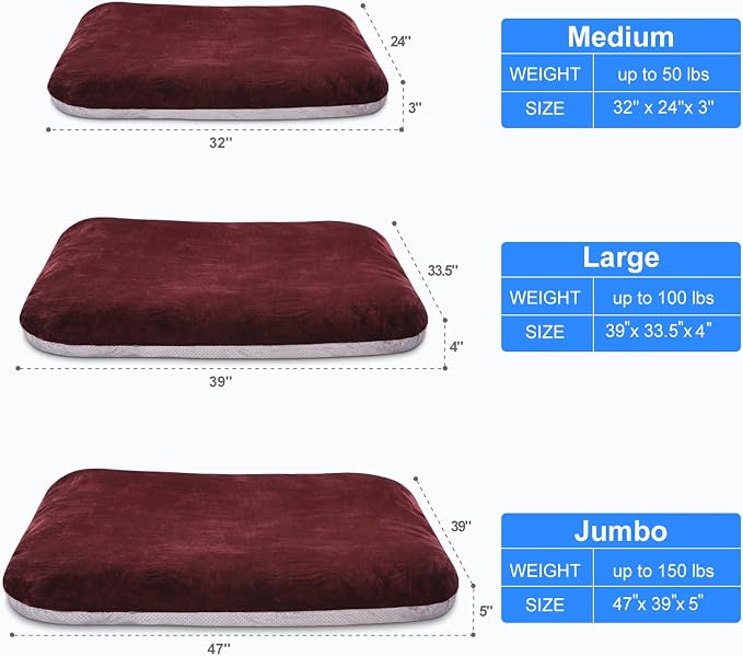 Magic Dog Super Soft Medium Dog Bed, 32 Inch Orthopedic Foam Pet Bed with Anti Slip Bottom, Removable Washable Cover, Burgundy - Image 7