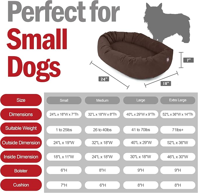 Majestic Pet 24 Inch Suede Calming Dog Bed Washable – Cozy Soft Round Dog Bed w/Spine Support for Dogs to Rest Head - Fluffy Donut Dog Bed 24x19x7 (Inch) - Round Pet Bed Small – Chocolate (2025) - Image 3