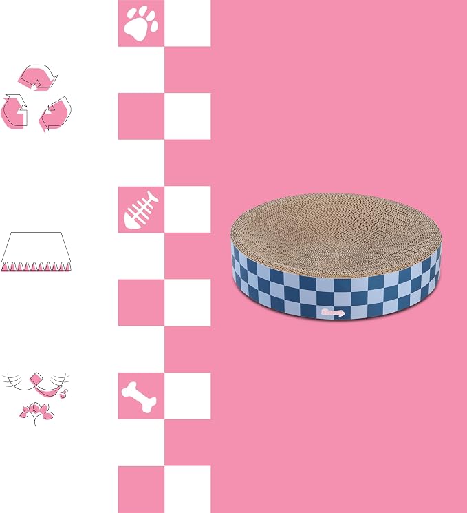 CSR1010B Nelson 20.13" Modern Cardboard Round Bowl Cat Scratcher with Catnip, Blueberry - Image 8