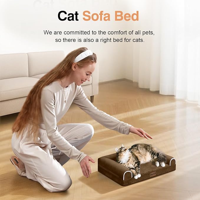 NANUYA Orthopedic Dog Bed for Small Dogs, 20 x 14 Inch, Dark Coffee | Egg crate foam for joint support, 3-sided bolster pet sofa, waterproof lining, washable cover, and non-skid base - Image 3