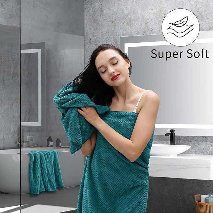 Hand Towels Set 2 Pack-16“x31”,Ultra Soft Microfibers Bathroom Towel Set Highly Absorbent Quick Dry Luxury Premium Towel Lightweight Durable Hand Towel Collection for Hotel Spa Gym Kitchen,Green - Image 2