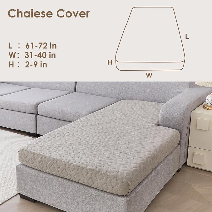 Genina Waterproof Sectional Couch Covers Non Slip Sofa Cushion Covers | L Shape Sectional Fit,Chaise Cover,Stretch Jacquard Fabric,Pet Hair & Scratch Protection,Furniture Protector,Washable - Image 5