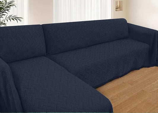 HOMERILLA 2 Piece Sectional Couch Cover for L Shape Sofa Midnight Blue XXXL | Washable Fabric, Anti-Pet Hair, Stain & Wear Resistant, Multiuse Sofa Blanket Protector, Pet Friendly Easy Installation by HOMERILLA