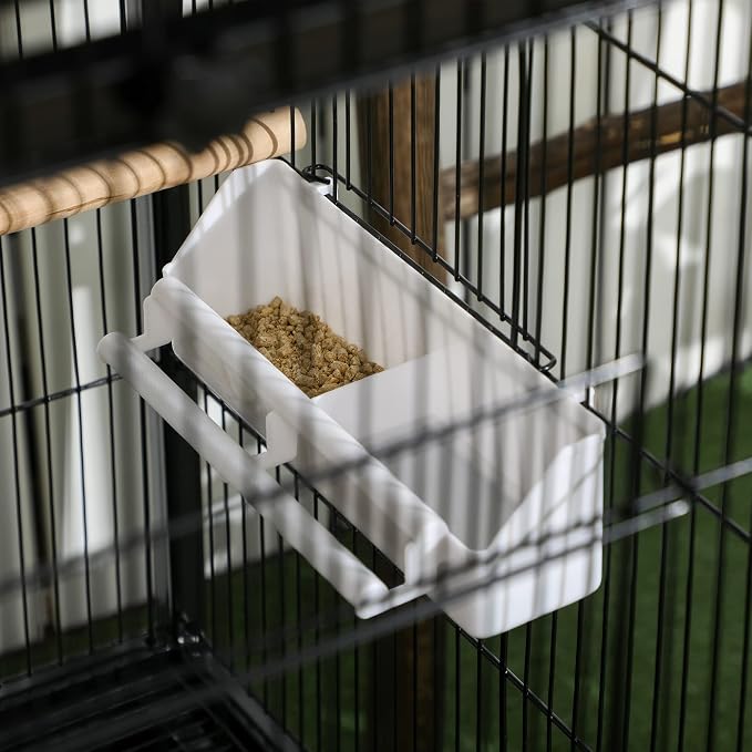 PawHut Large Bird Cage 1.7 ft. Width for Wingspan 55", Black | Bird Aviary Indoor, Multi-Door Design, Fit for a Canary, Finch, Conure - Image 8