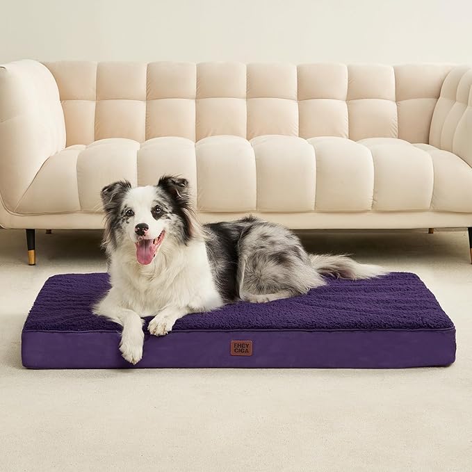 EHEYCIGA Orthopedic Dog Bed Extra Large with Removable Washable Cover, 47IN | Egg Crate Foam Support, Durable Oxford fabric, Non-Slip Bottom, Machine Washable, Soft Waterproof Plush Pet Bed Mat For Crate - Image 7