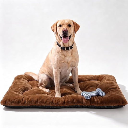 Dog Bed 42" for Metal Crate Pad,Washable Sleeping Mat for Medium/Large Pets | Soft faux rabbit fur, non-slip,machine wash/dry, plush cushioning, for crates, floors & travel, multiple sizes for all breeds by Poimerk