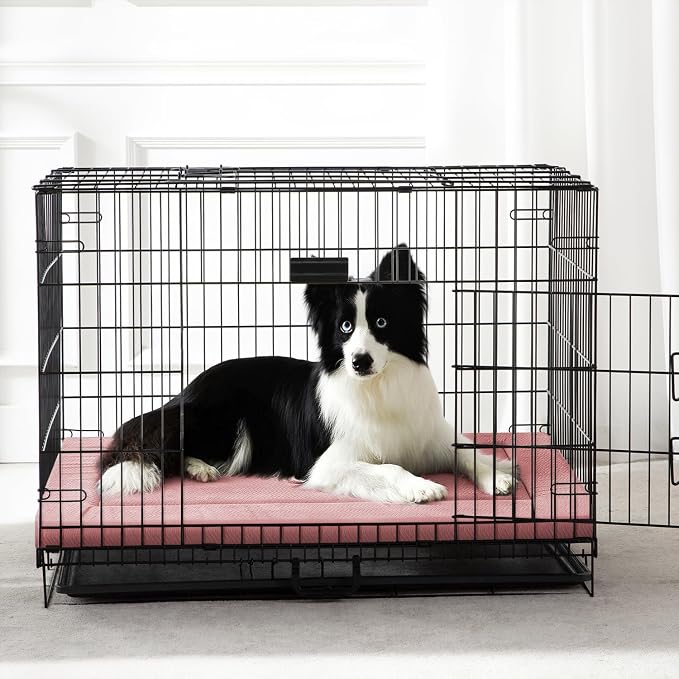 Dog Bed for Crate, Small Dog Crate Beds, Washable Pet Bed Mat Kennel Pad | 30" Medium Pet Beds Mat W/ Soft Wavy Plush Comfortable Anti-Slip Sleeping Mattress for Dogs & Cats,Pink - Image 2