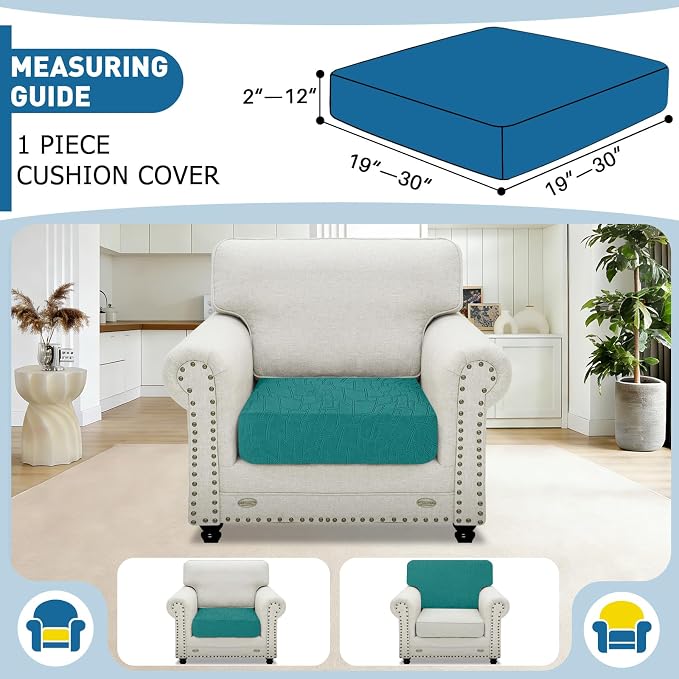 MAXIJIN Waterproof Couch Cushion Covers Individual Chair Seat Cushion Cover Stretch Sectional Sofa Slipcovers with Elastic Bottom for Dogs Pets (1 Piece for Seat or Backrest, Blackish Green) - Image 2