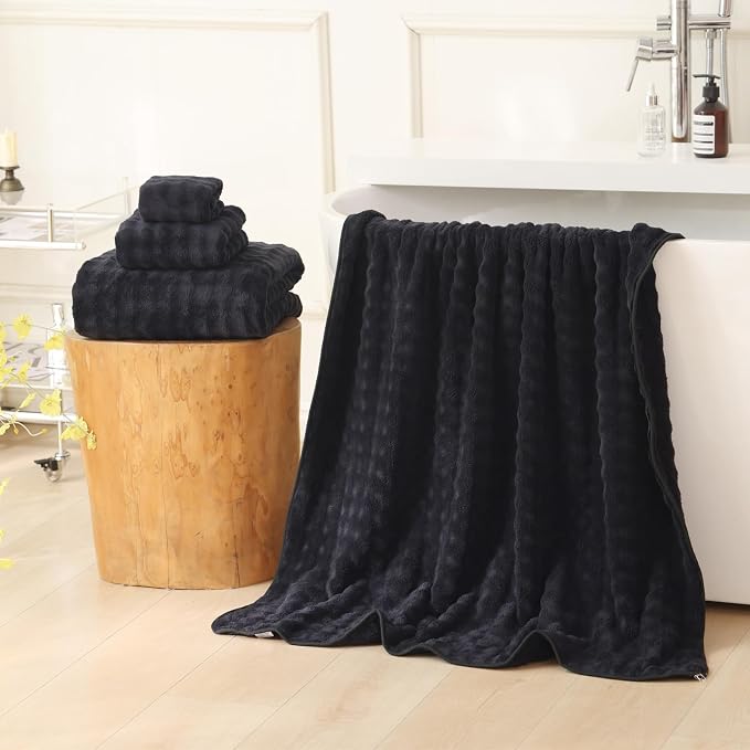 Bath Sheets Set 40x80 Inches Microfiber Extra Large BathTowels Super Soft Absorbent Quickly Dry Shower Towels for Bathroom (Black,PK 1) - Image 2
