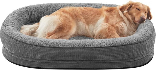 JOEJOY Orthopedic Dog Beds Large Sized Dog, XL Egg-Crate Memory Foam Pet Couch Bed with Bolster Sides, Waterproof Lining, Removable Washable Cover & Non-Slip Bottom, Grey by JOEJOY