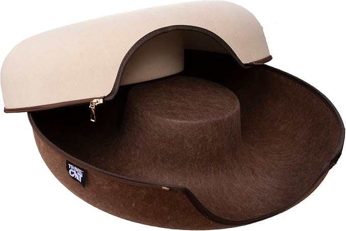 Travel Cat Tunnel Bed Cave - 21 Inch Large Premium Round Donut Cat Cave for Indoor Cats, Kitten - Detachable Cat Hideaway Cat Bed with Tunnel for Playing, Scratching, Sleeping (Chocolate & Cream) - Image 7