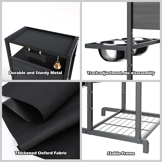 Elevated Dog Bowls, Height Adjustable Raised Dog Bowl Stand (4.5'' to 12''), Organizer Bowl Holder for Large Medium Dogs - Image 6