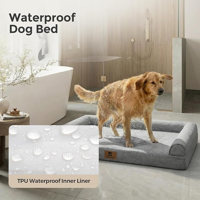 Sytopia 42 Inch Dog Beds for Large Dogs, Big Orthopedic Egg Crate Foam Pet Bed with Washable Removable Cover and Anti-Slip Bottom, Grey - Image 3
