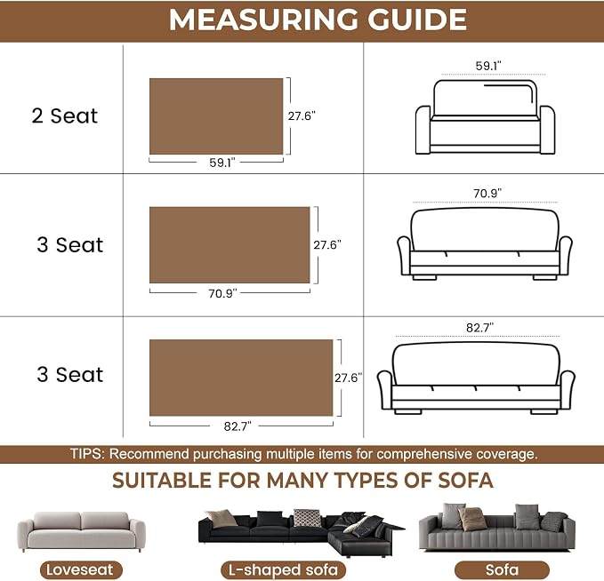STACYPIK Fuzzy Beige Couch Cover for Large Dogs, Non Slip Sherpa Sofa Cover, Geometric Striped Furniture Protector for 3 Cushion Couch Multi-use Dog Bed Mats Living Room Home Decor-27.6x70.9IN - Image 3