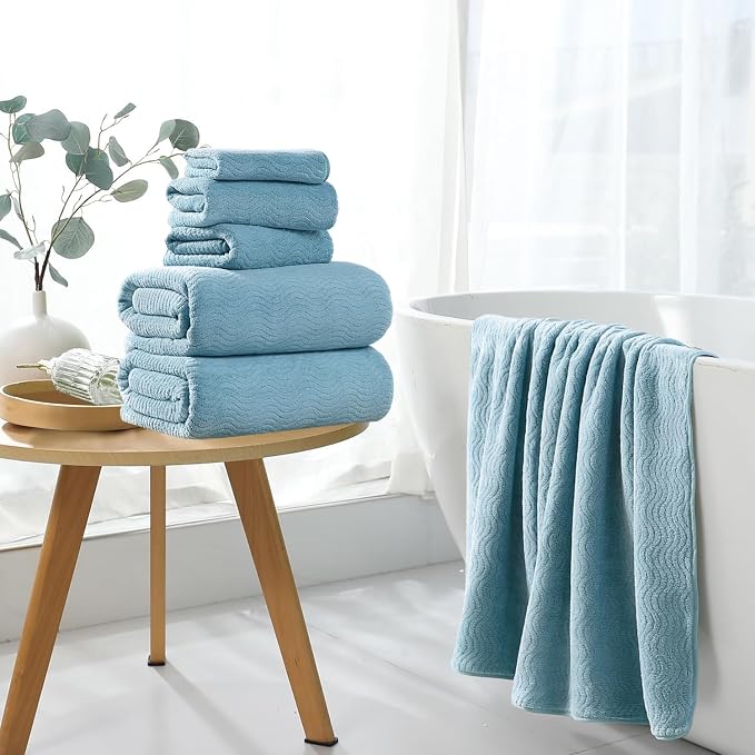 4 Piece Extra Large Bath Towel 35"x70" Oversized Bath Sheet Bath Towel Set for Bathroom Ultra Soft Cozy Highly Absorbent Quick Dry Bathroom Towel for Spa Gym Hotel,Shower Towel for Daily Use,Turquoise - Image 4