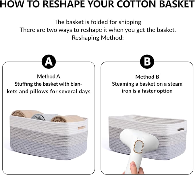 MiniArk Large Storage Baskets for Shelves, 17 x 13 x 7.5” Closet Organizers Bins for Clothes Blanket Towels, Baby Nursery, Toy Baskets Box, Woven Rope Baskets, 3 Packs Gradient Grey - Image 7