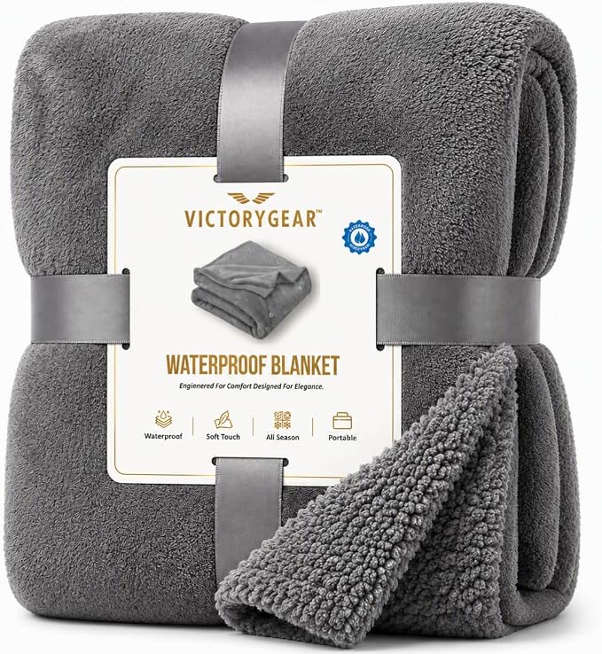 Waterproof Blanket Sherpa Fleece King Size 80” x 80” – Leakproof Blanket for Pets, Dogs & Cats, Bed & Couch Protector Throw, Soft No-Crinkle Washable Cover for Furniture Protection & Use by Unknown