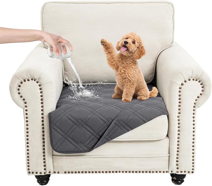 100% Waterproof Dog Bed Cover Pet Blanket(30"x30"),7-Layer Reversible Washable Sofa Couch for Furniture Car (Gray+Gray) by Unknown