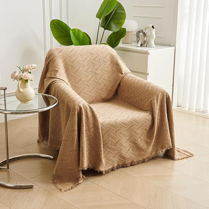 AIVIA Armless Loveseat Cover Sheet Blanket, Reversible Anti Slip Throw Cushion for 2 Seater Arm Less Couches, Recliner Sofa Furniture Decor Slipcovers Protector for Dogs Cats Pets (71”x91” Khaki) - Image 3