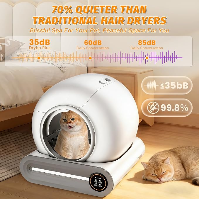 Self Cleaning Cat Litter Box, 65L+ 9 L Extra Large Robot Automatic Litter Box for Multiple Cats, APP Control, Deodorization with 1 Odor Eliminator, 3 Rolls Litters Bags - Image 7