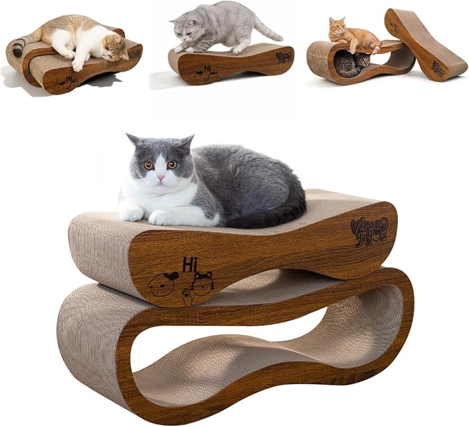 Cat Scratcher 2 in 1 Scratchers for Indoor Cats Scratching Board Cardboard | Horizontal Corrugated Scratch Pad for Cats as Beds & Furniture Reversible Sofa Scratch by VIRAAGYIYOU