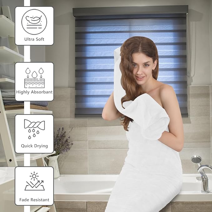 Extra Large Bath Sheet Set of 4,Ultra Soft Fluffy Towel,35”x 70”Oversized Bath Towel Set,Premium Microfiber Bathroom Towel Set Highly Absorbent Quick Dry Shower Towel for Bathroom,Hotel,Spa (White) - Image 7