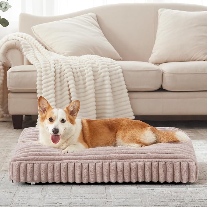Dog Beds Large Sized Dog, Flat Pet Beds with Removable Washable Cover, Pet Mat Cute Pet Crate Bed Thick Shredded Chopped Crate Foam & Anti Slip Bottom for Indoor - Image 7
