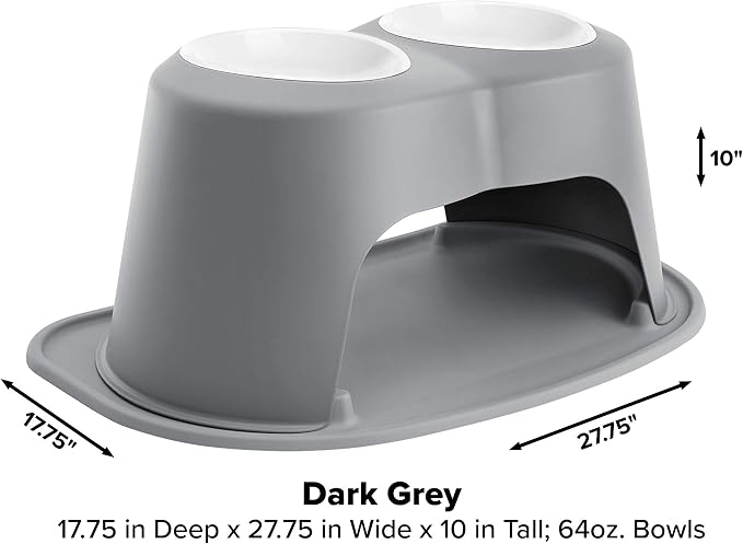 WeatherTech Double High Pet Feeding System w/Plastic Dog/Cat Bowls - 10" High Stand Dark Grey (PDHC6410DGDG) - Image 3
