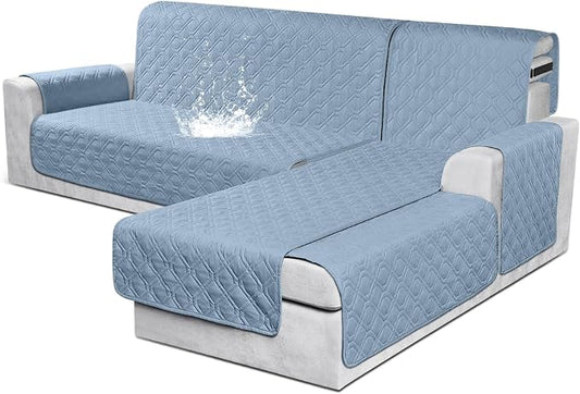 VANSOFY Sectional Couch Covers 100% Waterproof L Shaped Sofa Slipcover 3pcs Reversible Chaise Lounge Cover for Sectional Sofa Furniture Protector Cover for Pets Dog Cat(Small, Azuree) by VANSOFYFURNITURECOVERS