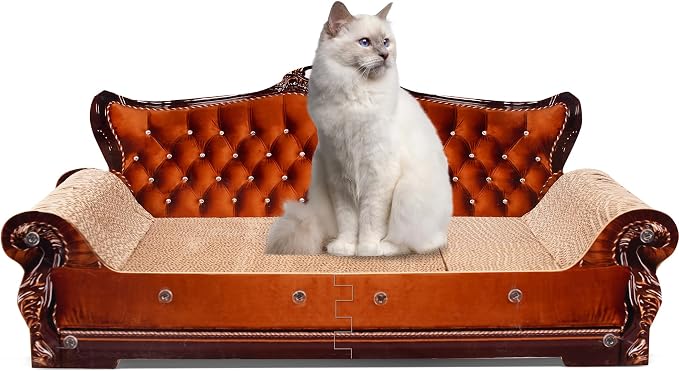 COOZMENT Sofa-Shaped Cat Scratching Couch & Lounge Bed - Thick Cardboard Cat Scratcher Pad (27.6" L x 12.4" W x 11.8" H) by COOZMENT