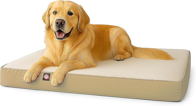 Majestic Pet 48x34x3 Inch Khaki Orthopedic Memory Foam Rectangle Dog Bed – Large Size Crate Dog Bed for Dogs with Joint Pain, Arthritis – Durable Pet Mattress with Egg Crate Foam, Washable Cover by MajesticPet
