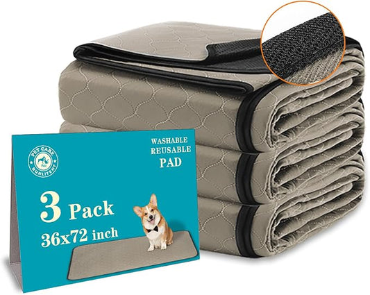 Bunlitent Washable Pee Pads for Dogs 36" x 72", 3 Pack, Reusable Puppy Pads | Reusable, Quick Dry, Anti-Slip, Waterproof, Whelping Pad for Pet, Playpen, Incontinence, Housebreaking, Training, Brown by Bunlitent