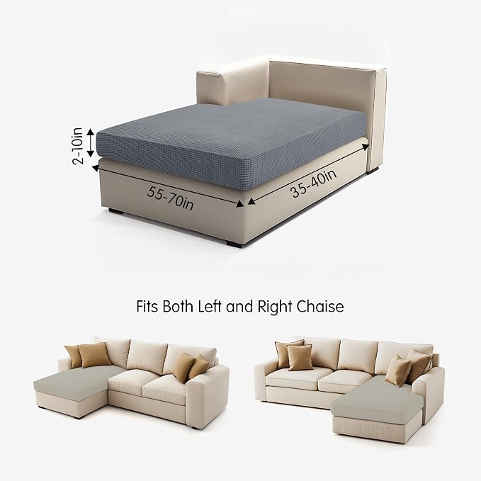 Hokway Stretch Chaise Cover Individual Couch Cushion Slipcovers Reversible Cushion Protector Slipcovers Sofa Cushion Protector Covers (Chaise Cover, Lightgrey) - Image 3