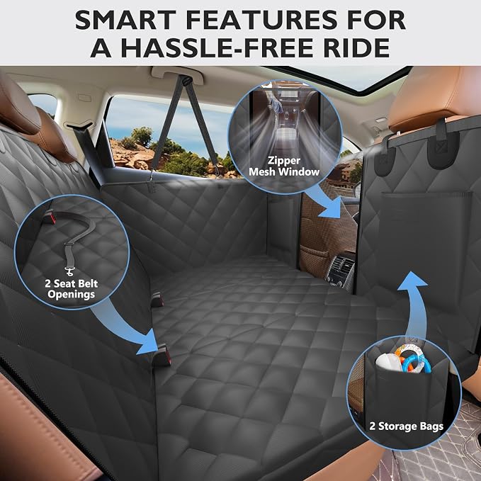Back Seat Extender for Dogs-Large Space, Hard Bottom Egg Crate Foam Soft Dog Car Seat Cover, Sturdy Backseat Extender for Dogs, Waterproof Pet Car Bed Dog Hammock for Car, SUV, Truck - Image 8