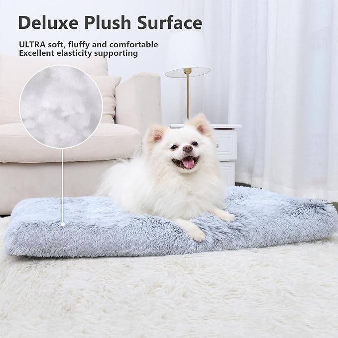Medium Dog Bed Washable, Soft Puppy Crate Pad 30", Plush Pet Mat Sleeping | Machine Washable, Anti-Slip Bottom, Kennel Pad 30*20", Ultra Soft Cozy, Easy to Care,40lbs, Cat Bed - Image 4